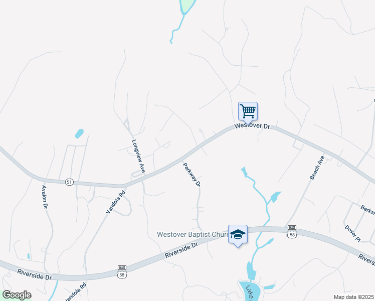 map of restaurants, bars, coffee shops, grocery stores, and more near 3596 Westover Drive in Danville