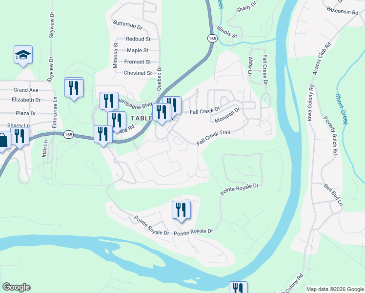 map of restaurants, bars, coffee shops, grocery stores, and more near 8 Hunters Cove in Branson
