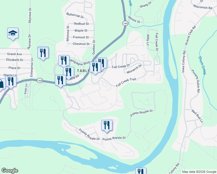 map of restaurants, bars, coffee shops, grocery stores, and more near 8 Hunters Cove in Branson