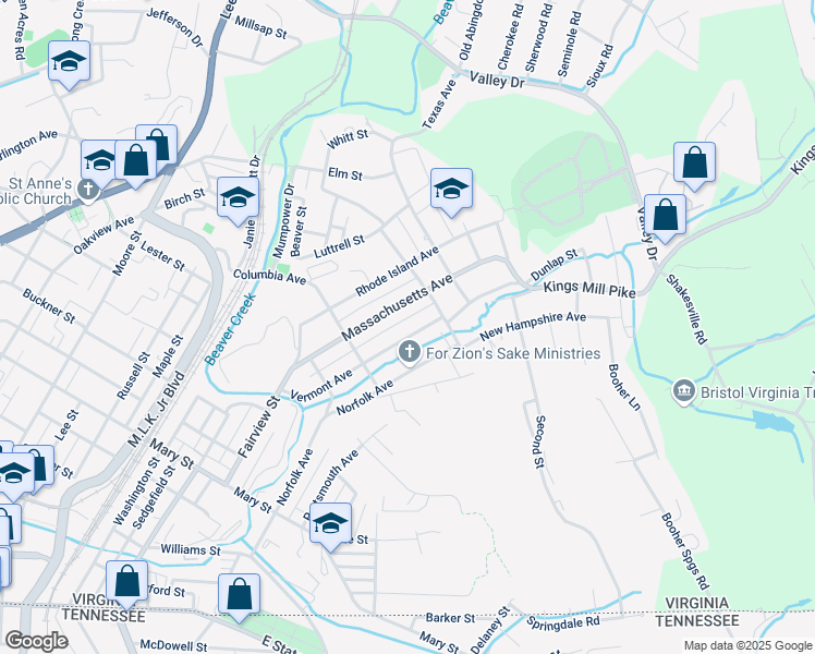 map of restaurants, bars, coffee shops, grocery stores, and more near 1204 New Hampshire Avenue in Bristol