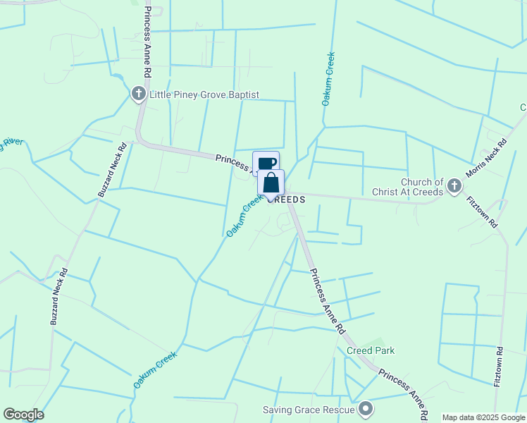 map of restaurants, bars, coffee shops, grocery stores, and more near 601 Princess Anne Road in Virginia Beach