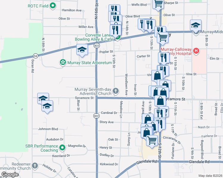 map of restaurants, bars, coffee shops, grocery stores, and more near 310 South 15th Street in Murray