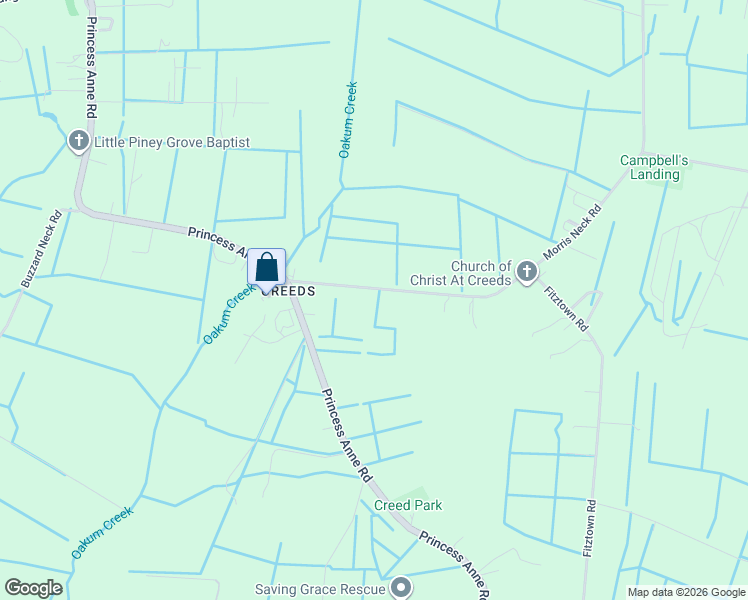 map of restaurants, bars, coffee shops, grocery stores, and more near 5642 Morris Neck Road in Virginia Beach