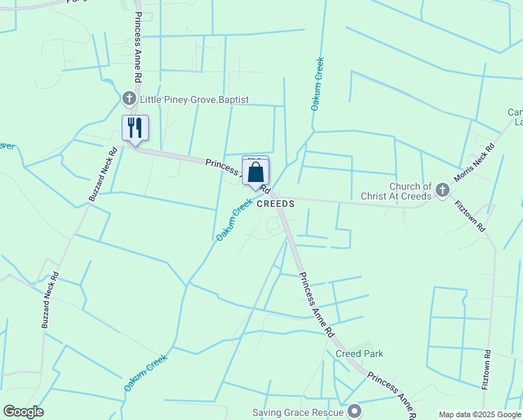 map of restaurants, bars, coffee shops, grocery stores, and more near 601 Princess Anne Road in Virginia Beach