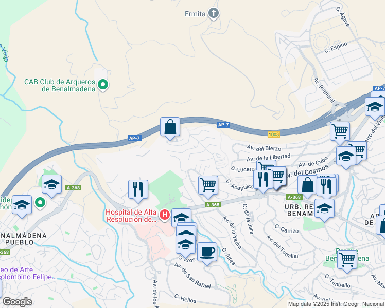 map of restaurants, bars, coffee shops, grocery stores, and more near 6D Calle Doctor Lenys in Benalmádena