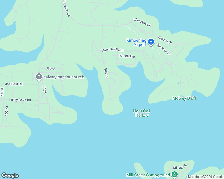 map of restaurants, bars, coffee shops, grocery stores, and more near 349 Elm Street in Kimberling City
