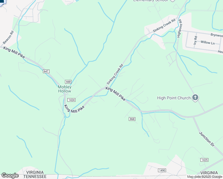 map of restaurants, bars, coffee shops, grocery stores, and more near County Road 647 in Bristol