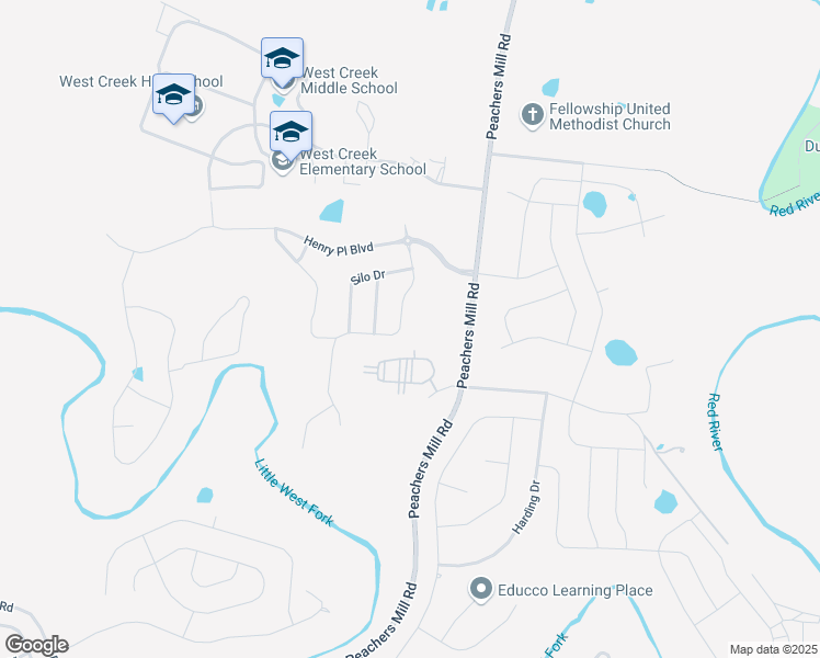 map of restaurants, bars, coffee shops, grocery stores, and more near 2147 Bandera Drive in Clarksville