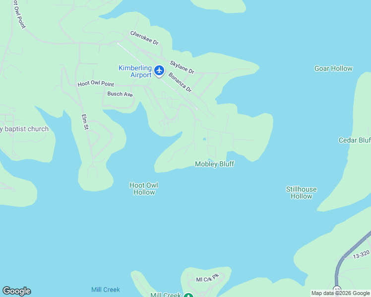 map of restaurants, bars, coffee shops, grocery stores, and more near 132-164 Shortleaf Lane in Kimberling City