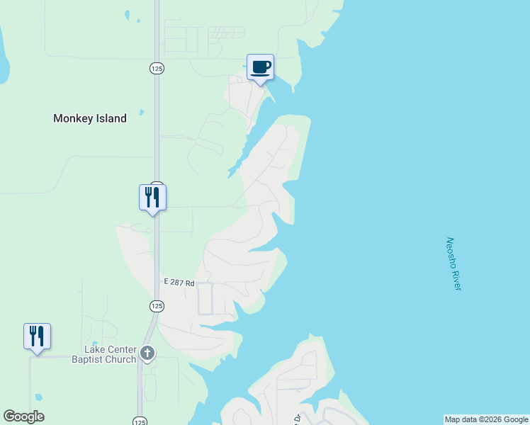 map of restaurants, bars, coffee shops, grocery stores, and more near 56437 East 285 Road in Afton