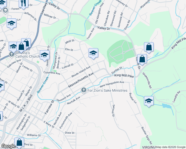 map of restaurants, bars, coffee shops, grocery stores, and more near 1304 McKinley Avenue in Bristol