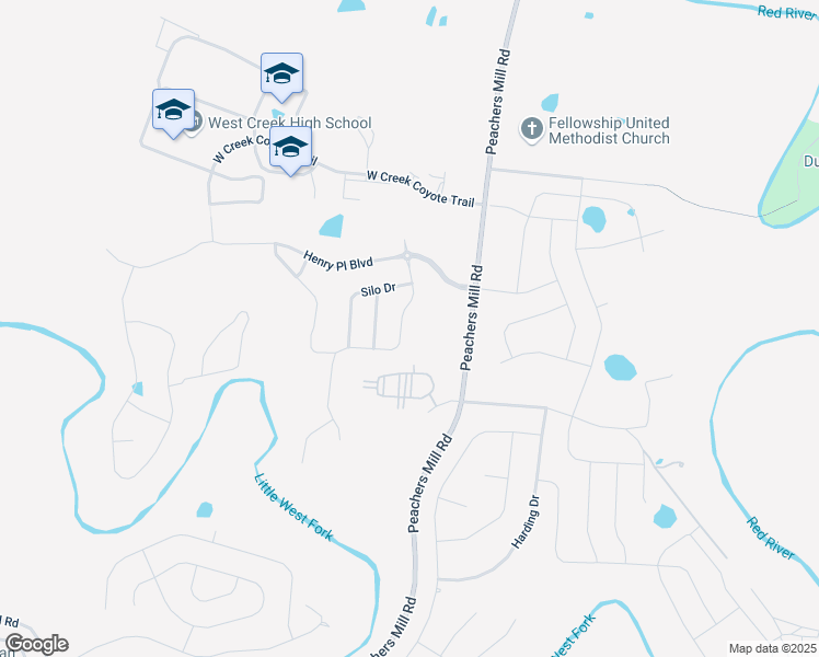 map of restaurants, bars, coffee shops, grocery stores, and more near 2147 Bandera Drive in Clarksville