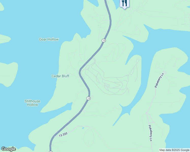 map of restaurants, bars, coffee shops, grocery stores, and more near 219 Ozark Mountain Resort Drive in Kimberling City
