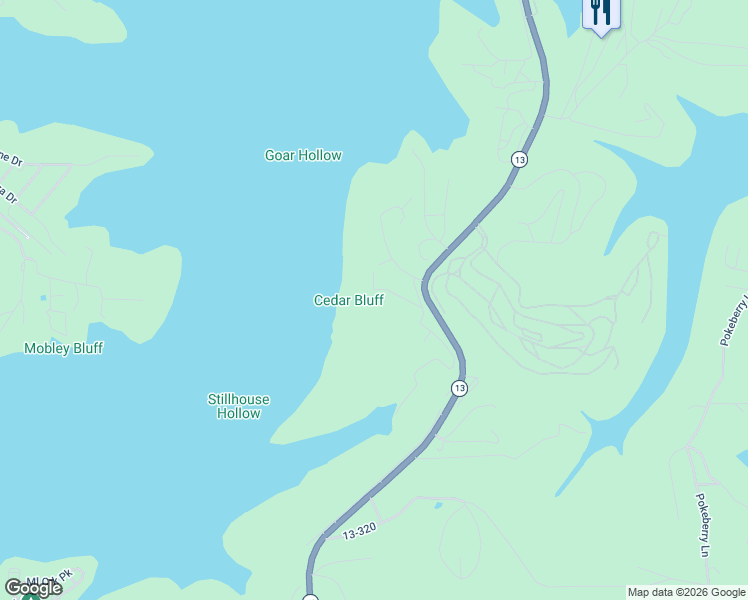 map of restaurants, bars, coffee shops, grocery stores, and more near 322 Whitefish Bay in Kimberling City