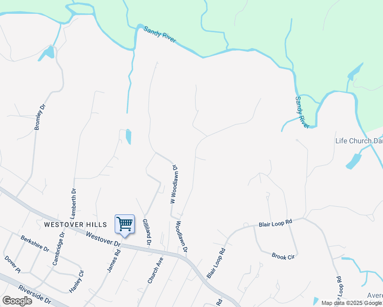 map of restaurants, bars, coffee shops, grocery stores, and more near 533 Woodlawn Drive in Danville
