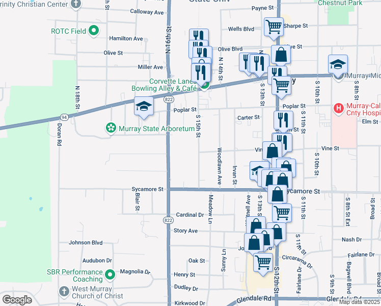 map of restaurants, bars, coffee shops, grocery stores, and more near 223 Brentwood Avenue in Murray