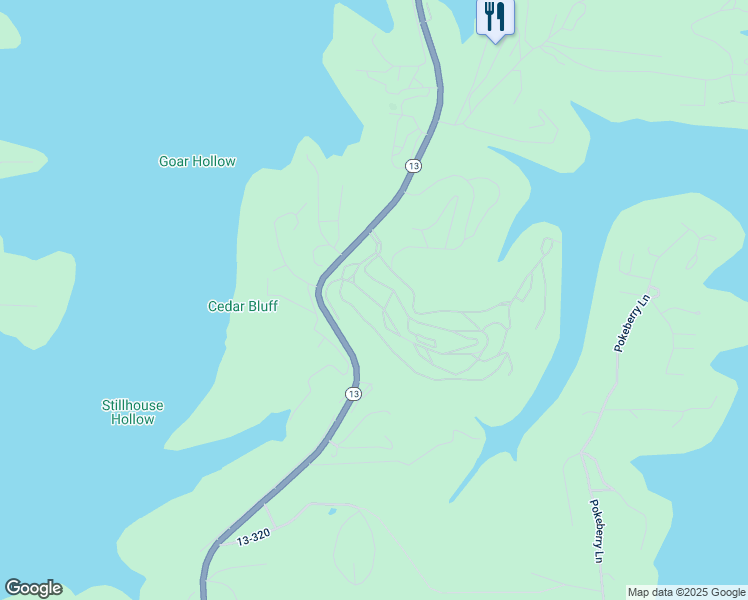 map of restaurants, bars, coffee shops, grocery stores, and more near 177 Ozark Mountain Resort Drive in Kimberling City