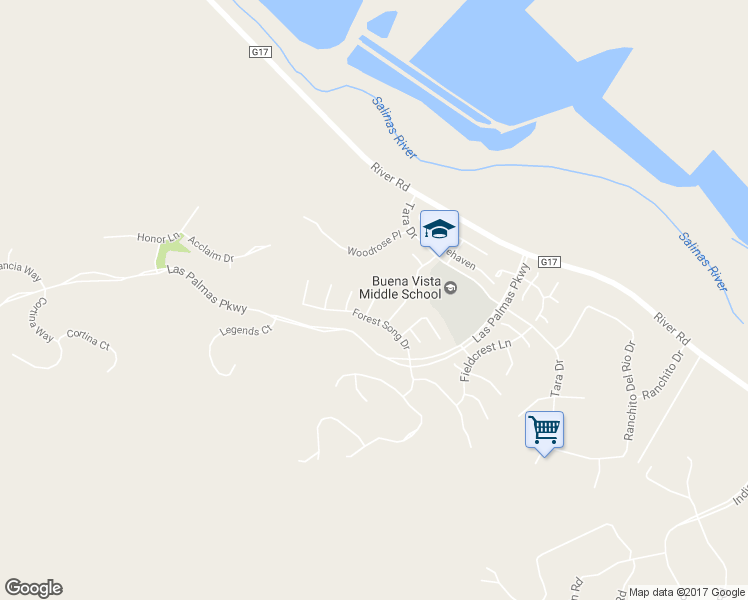 map of restaurants, bars, coffee shops, grocery stores, and more near 25358 Jasmine Court in Salinas