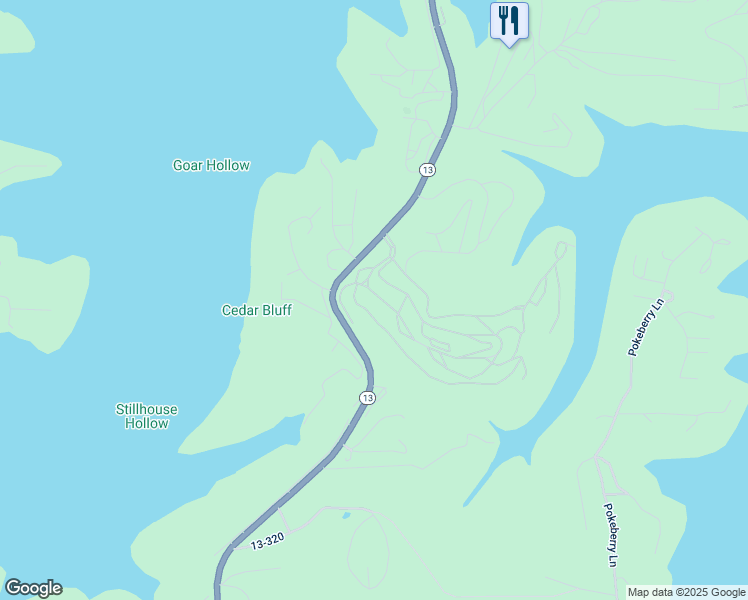 map of restaurants, bars, coffee shops, grocery stores, and more near 177 Ozark Mountain Resort Drive in Kimberling City