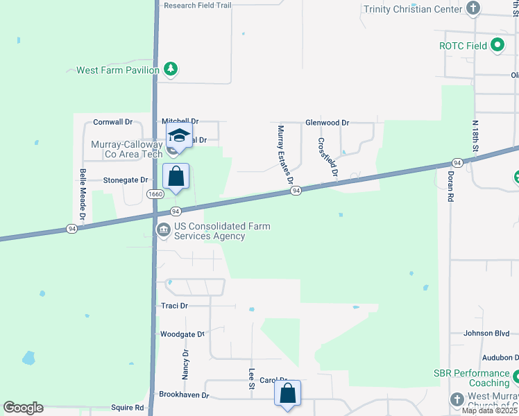 map of restaurants, bars, coffee shops, grocery stores, and more near 1765 Kentucky 94 in Murray