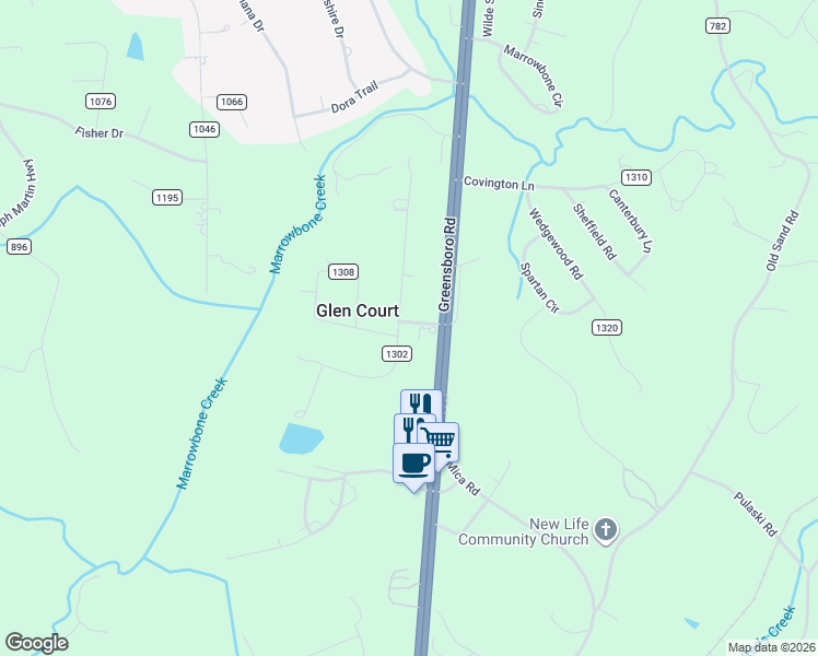 map of restaurants, bars, coffee shops, grocery stores, and more near 46-98 Steve Dr in Ridgeway