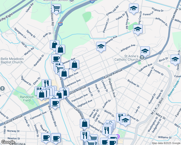 map of restaurants, bars, coffee shops, grocery stores, and more near 748 Park Street in Bristol
