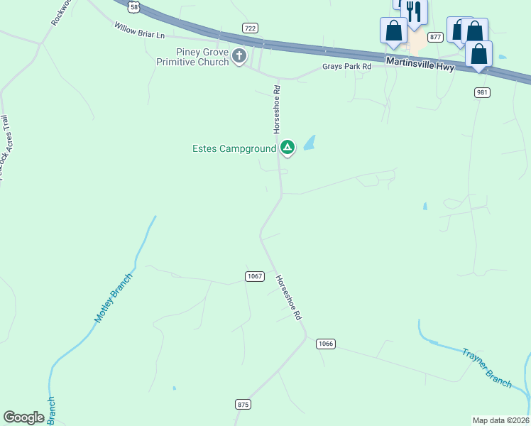 map of restaurants, bars, coffee shops, grocery stores, and more near 4493 Horseshoe Road in Danville