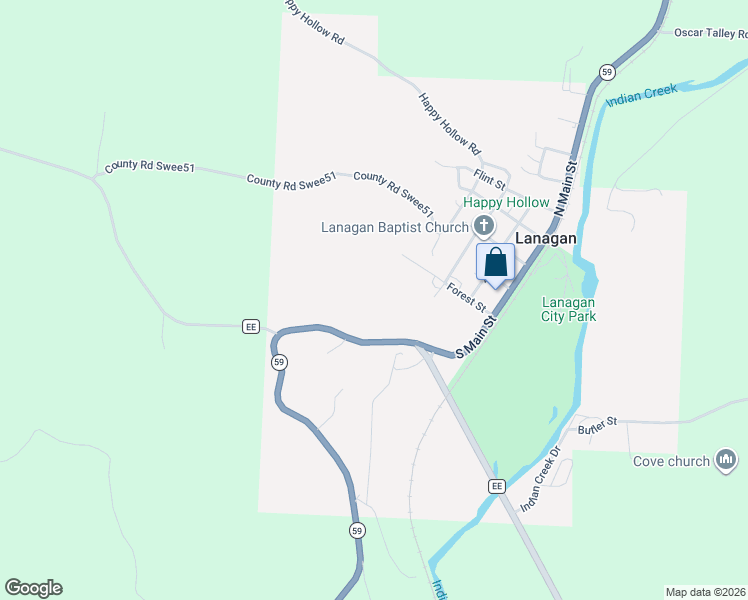 map of restaurants, bars, coffee shops, grocery stores, and more near in Lanagan