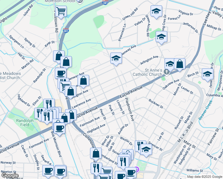map of restaurants, bars, coffee shops, grocery stores, and more near 738 Lawrence Avenue in Bristol