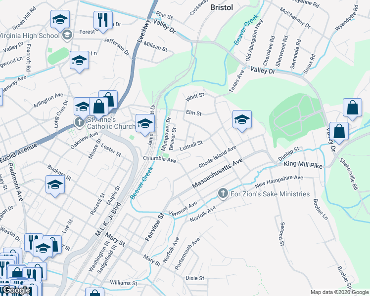 map of restaurants, bars, coffee shops, grocery stores, and more near 209 Luttrell Street in Bristol