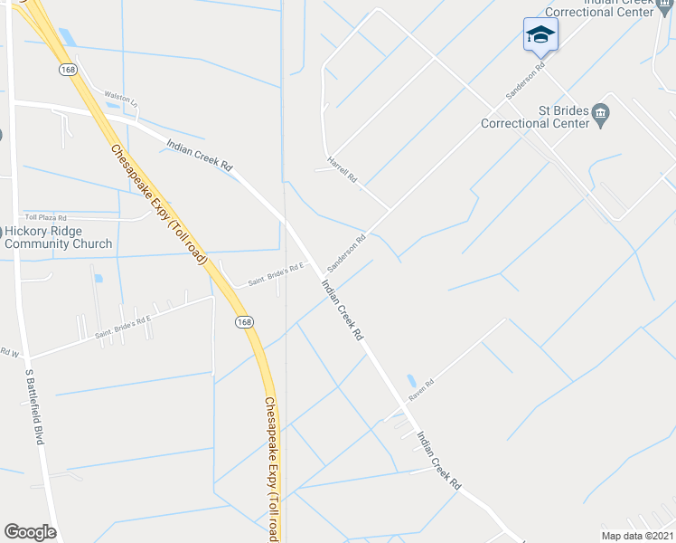 map of restaurants, bars, coffee shops, grocery stores, and more near 409 Sanderson Road in Chesapeake