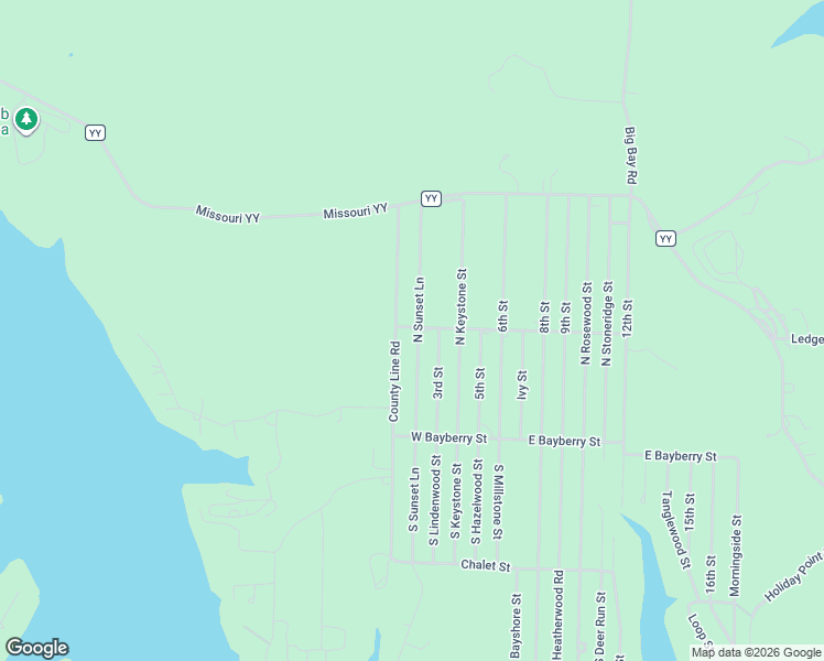map of restaurants, bars, coffee shops, grocery stores, and more near 1 North Sunset Lane in Shell Knob