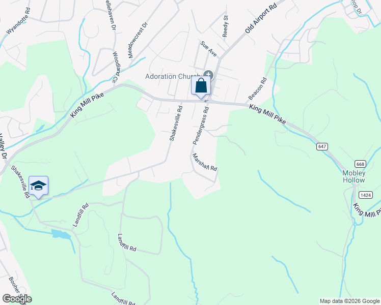 map of restaurants, bars, coffee shops, grocery stores, and more near 103 Pendergrass Road in Bristol