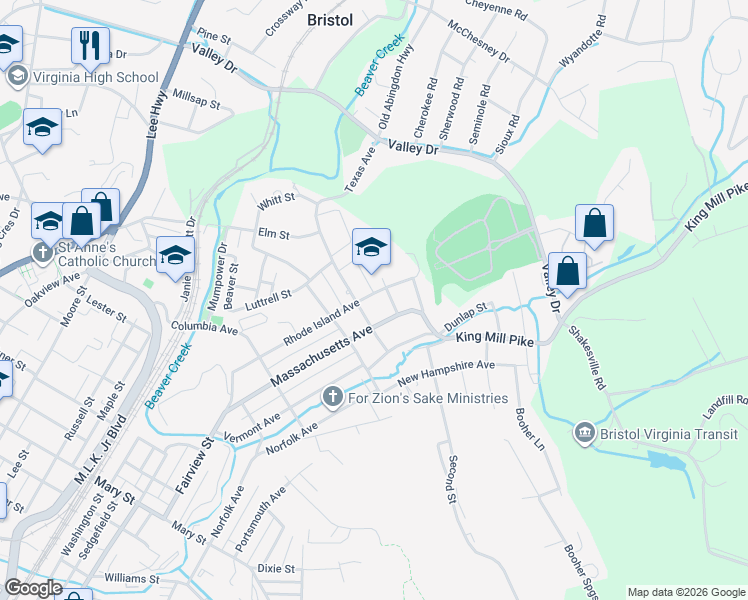 map of restaurants, bars, coffee shops, grocery stores, and more near 1401 Rhode Island Avenue in Bristol