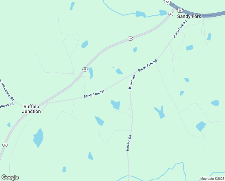 map of restaurants, bars, coffee shops, grocery stores, and more near 548 Sandy Fork Road in Buffalo Junction