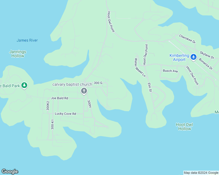 map of restaurants, bars, coffee shops, grocery stores, and more near 2466 Montague Lane in Kimberling City