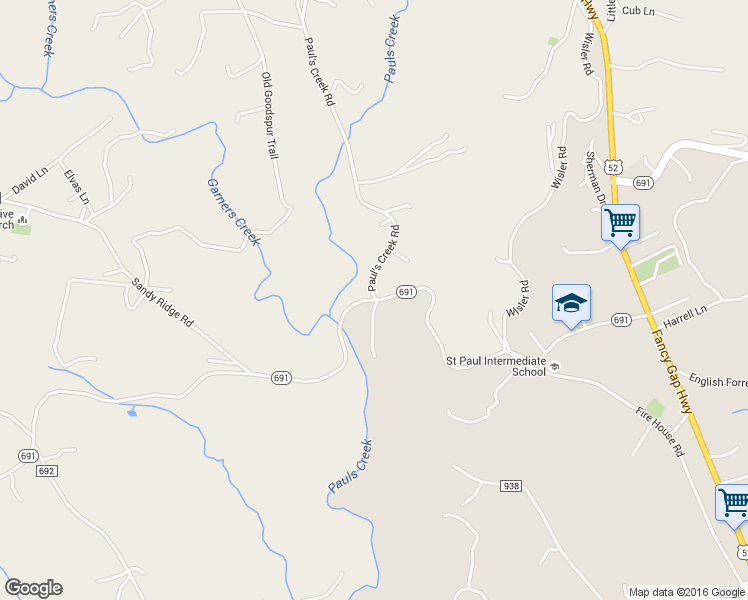 map of restaurants, bars, coffee shops, grocery stores, and more near 231 Flower Gap Road in Cana
