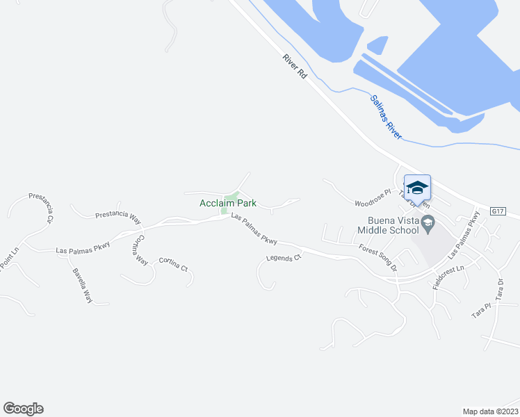 map of restaurants, bars, coffee shops, grocery stores, and more near 19322 Acclaim Drive in Salinas