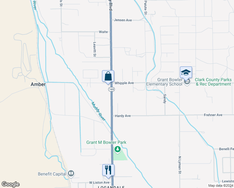 map of restaurants, bars, coffee shops, grocery stores, and more near North Moapa Valley Boulevard in Clark County