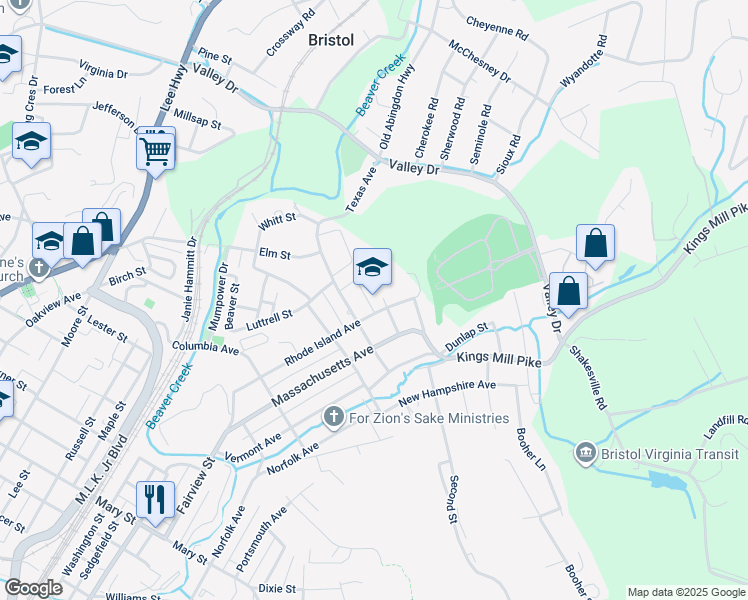map of restaurants, bars, coffee shops, grocery stores, and more near 1405 Eads Avenue in Bristol