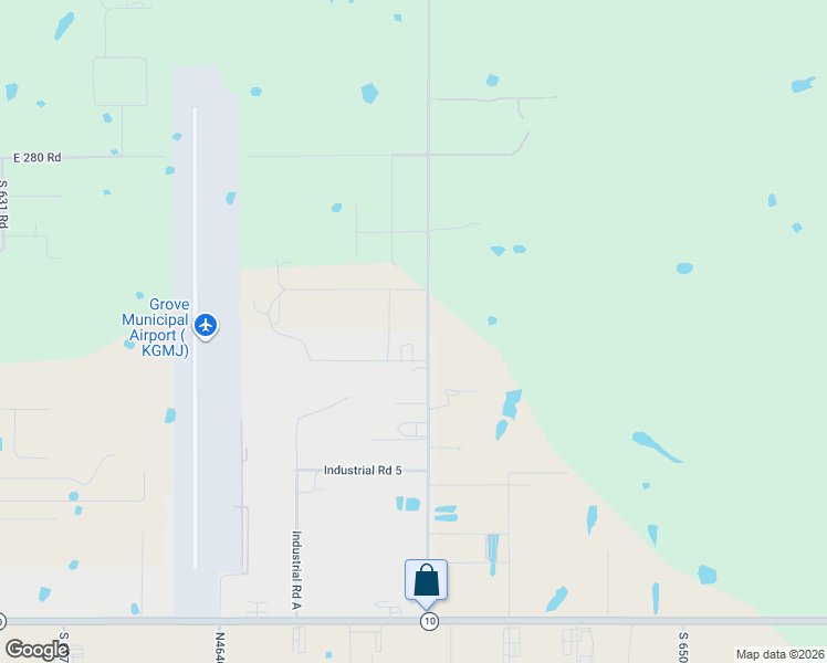 map of restaurants, bars, coffee shops, grocery stores, and more near 810 Industrial Road in Grove
