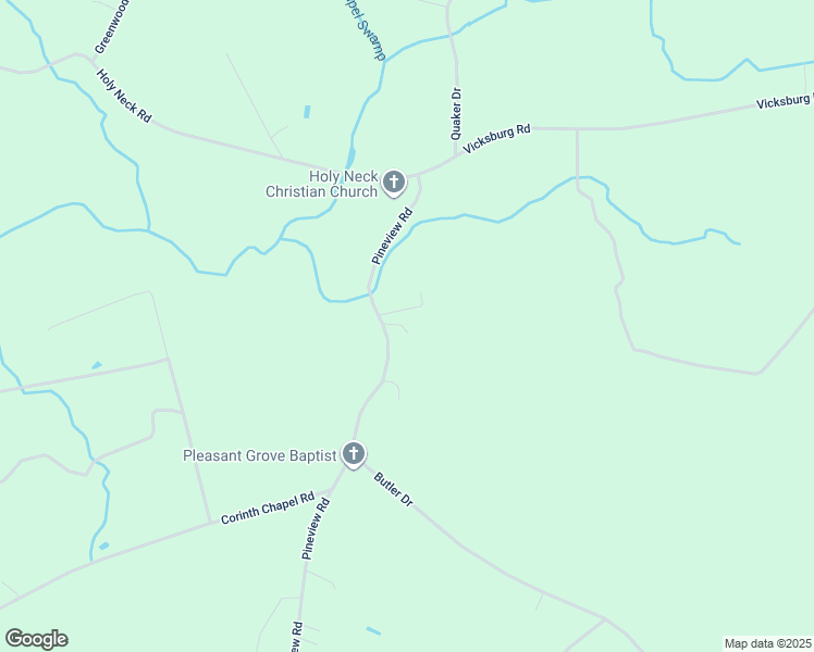map of restaurants, bars, coffee shops, grocery stores, and more near 8343 Pineview Road in Suffolk