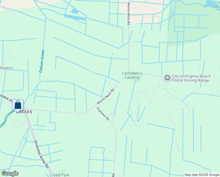 map of restaurants, bars, coffee shops, grocery stores, and more near 5447 Morris Neck Road in Virginia Beach