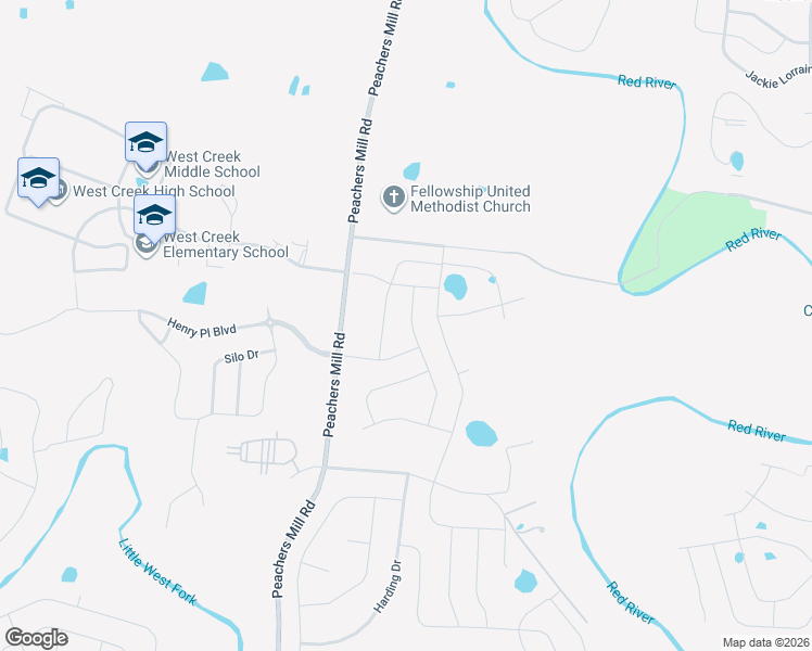 map of restaurants, bars, coffee shops, grocery stores, and more near 2180 Peachers Mill Road in Clarksville