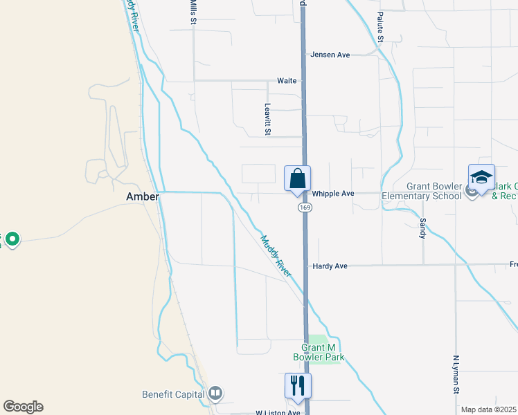 map of restaurants, bars, coffee shops, grocery stores, and more near 2025 Whipple Avenue in Moapa Valley