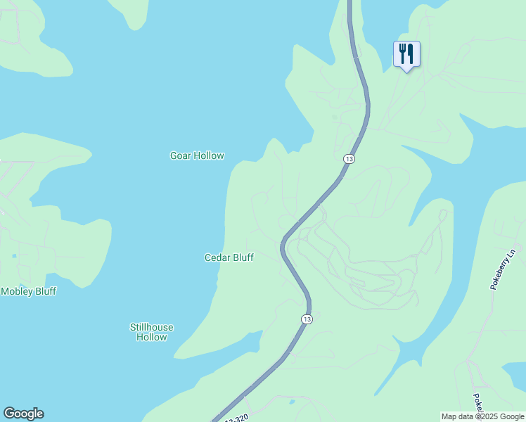 map of restaurants, bars, coffee shops, grocery stores, and more near 322 Whitefish Bay in Kimberling City