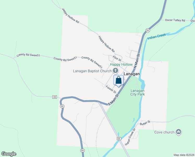 map of restaurants, bars, coffee shops, grocery stores, and more near 302 Forest Street in Lanagan
