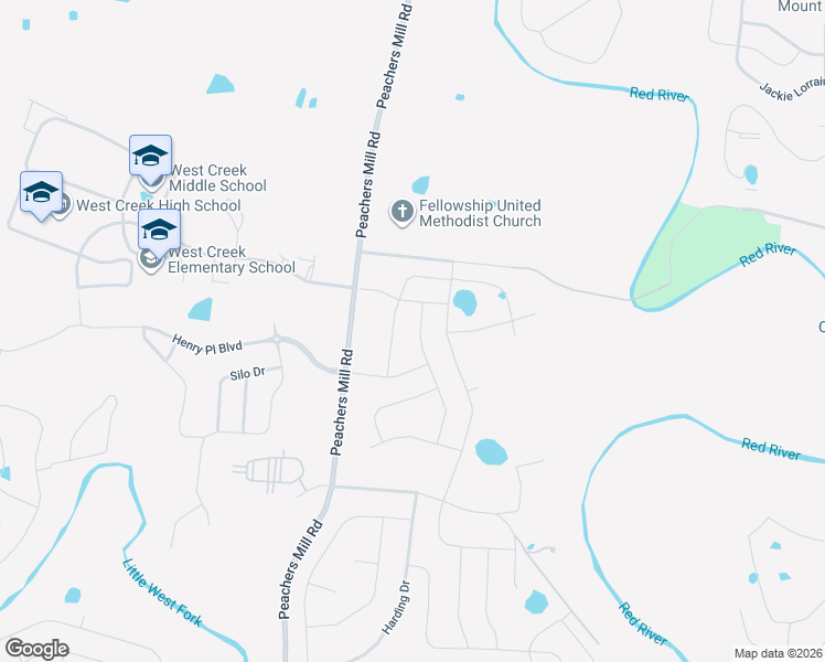map of restaurants, bars, coffee shops, grocery stores, and more near 2180 Peachers Mill Road in Clarksville