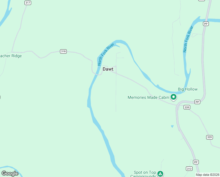 map of restaurants, bars, coffee shops, grocery stores, and more near County Road 318 in Tecumseh