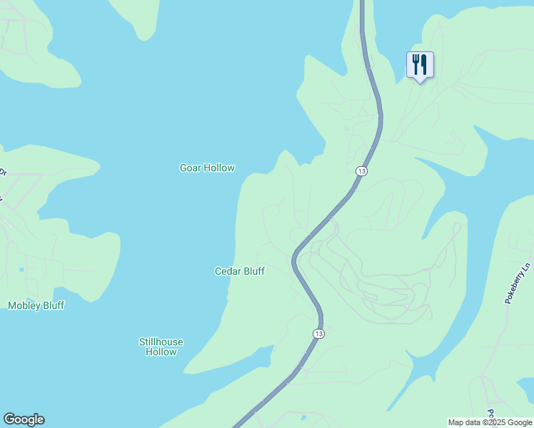 map of restaurants, bars, coffee shops, grocery stores, and more near 322 Whitefish Bay in Kimberling City